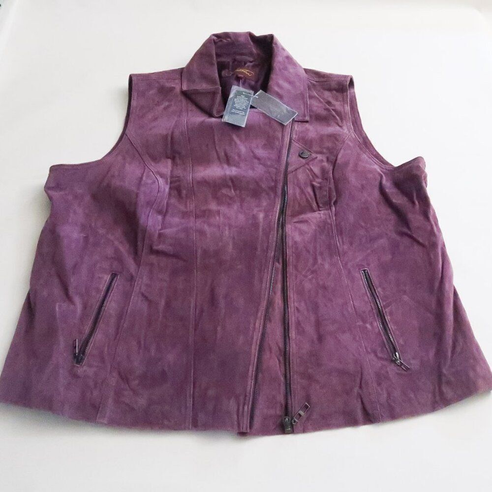 Womens Purple Suede Zip-Front Vest